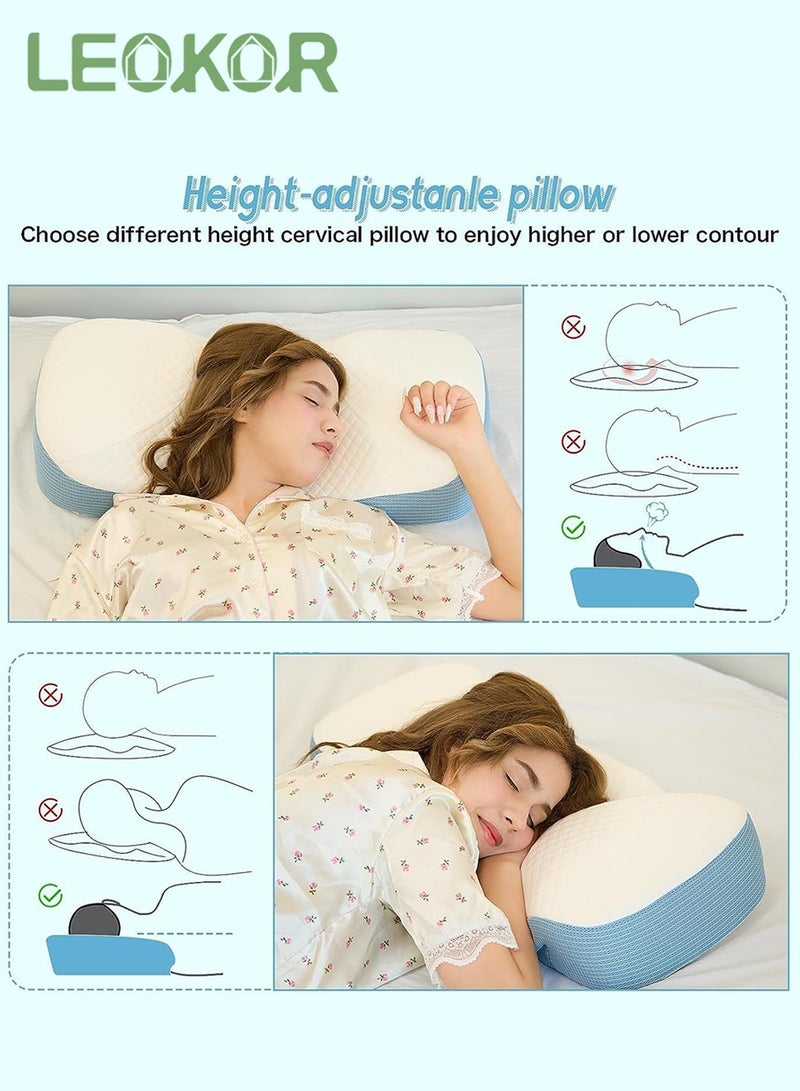 LEOKOR Neck Pillow, Resilient Memory Foam Pillow for Sleeping, Ergonomic Orthopedic Neck Contour Support Pillow for All Sleeping Positions - Image 4