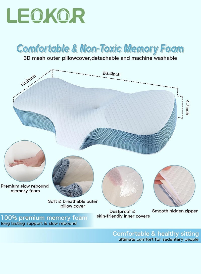 LEOKOR Neck Pillow, Resilient Memory Foam Pillow for Sleeping, Ergonomic Orthopedic Neck Contour Support Pillow for All Sleeping Positions - Image 5