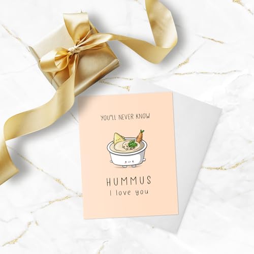 ALY LOU Funny Anniversary & Birthday Card – Punny Greeting Card Blank Inside, Cute & Perfect for Couples, Him, Her, Husband, Wife, Girlfriend, Boyfriend (Hummus I Love You) - Image 5