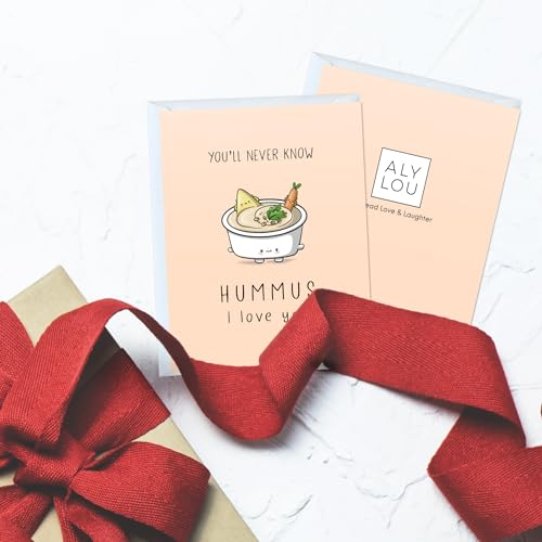 ALY LOU Funny Anniversary & Birthday Card – Punny Greeting Card Blank Inside, Cute & Perfect for Couples, Him, Her, Husband, Wife, Girlfriend, Boyfriend (Hummus I Love You) - Image 2