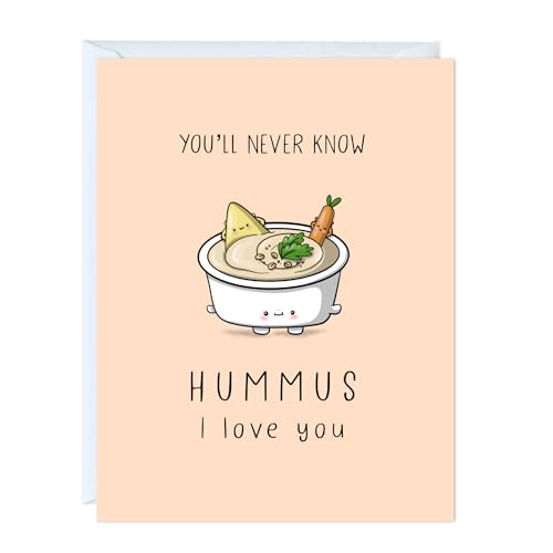 ALY LOU Funny Anniversary & Birthday Card – Punny Greeting Card Blank Inside, Cute & Perfect for Couples, Him, Her, Husband, Wife, Girlfriend, Boyfriend (Hummus I Love You) - Image 1