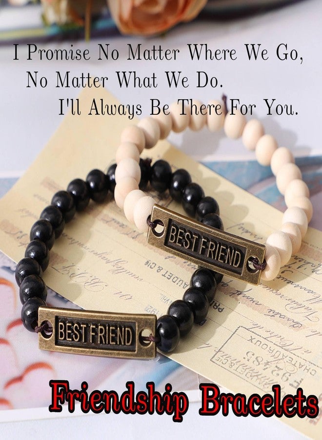 MILAKOO 2 Pieces Inspirational Friendship Bracelets - Best Friends Distance Wooden Bracelets - Image 2