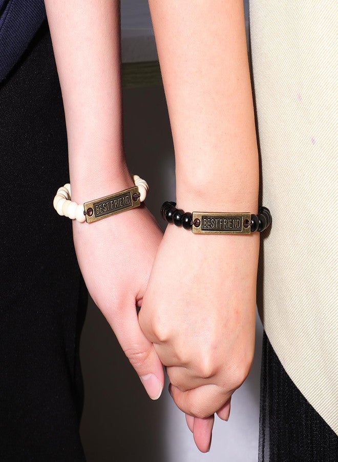 MILAKOO 2 Pieces Inspirational Friendship Bracelets - Best Friends Distance Wooden Bracelets - Image 3
