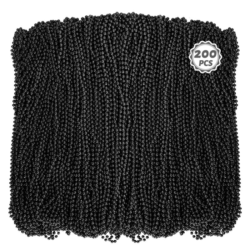Huskein 200PCS Beaded Necklace 33 Mardi Gras Beads Black Bead Necklace Mardi Gras Accessories Beads Bulk Party Favors Supplies Decorations for Parade Event Festival Christmas Pirate - Image 3