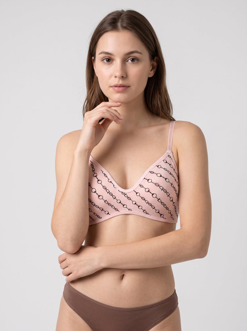 bebe Women 3 Pcs Padded Brand Logo Convertible Bra, Multicolor - Image 1