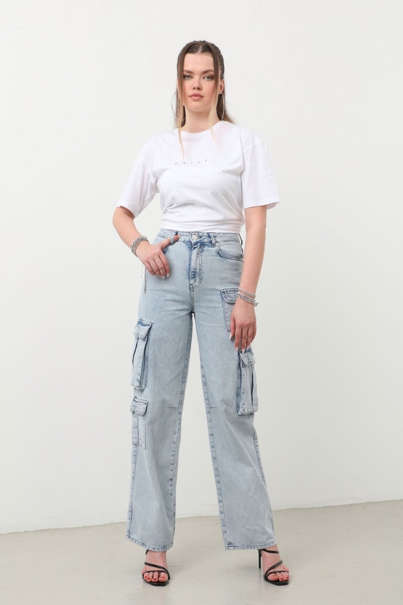 Markapia Cargo Pocket Jean Trousers Ice Blue - Image 2