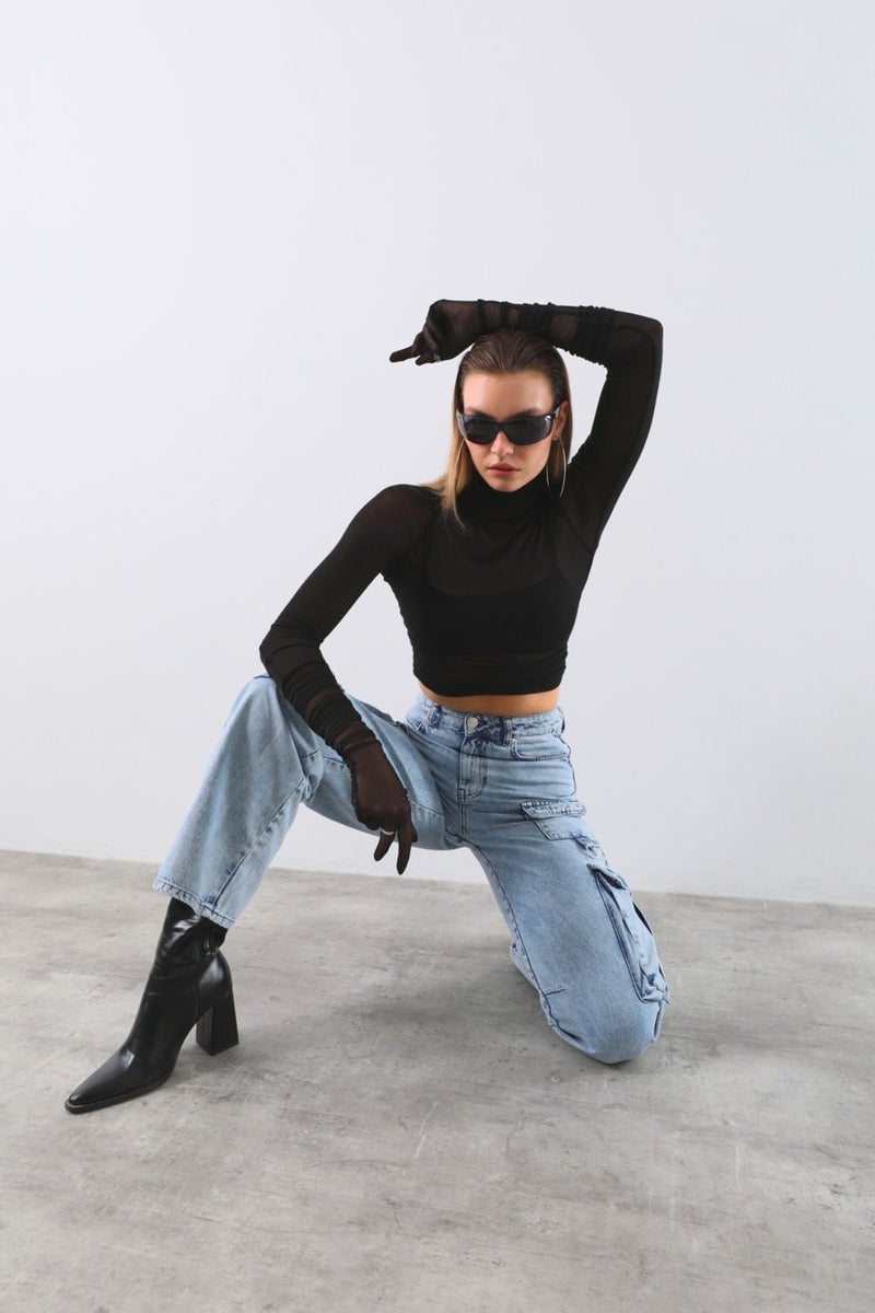 Markapia Cargo Pocket Jean Trousers Ice Blue - Image 1