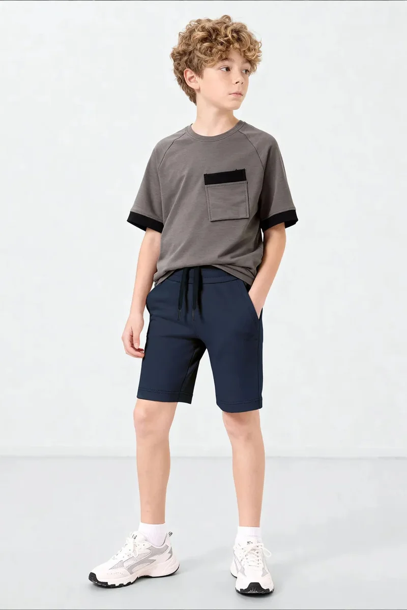 Tommylife Navy Blue TOMMY Youth Drawstring Waist Shorts for Men | Best Price UAE