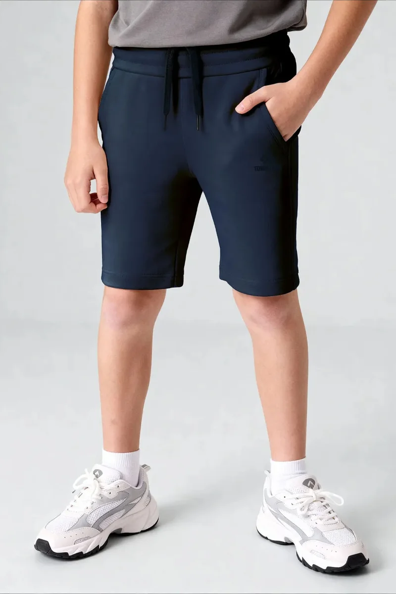 Tommylife Navy Blue TOMMY Youth Drawstring Waist Shorts for Men | Best Price UAE