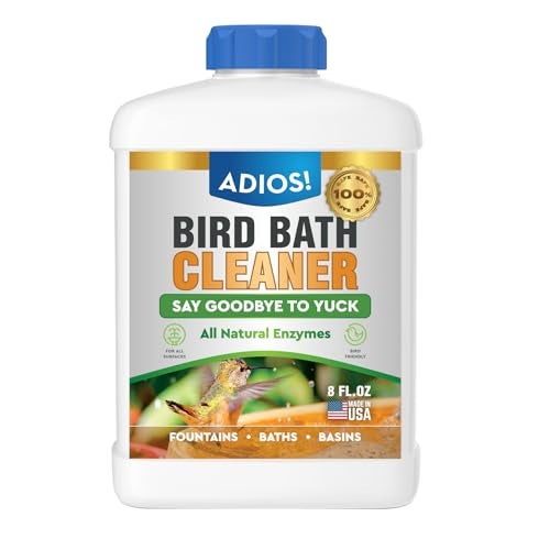 ADIOS! Bird Bath Cleaner for Outdoor Fountains and Bowls, Safely Cleans Metal, Glass and Stone (8oz) - Image 1