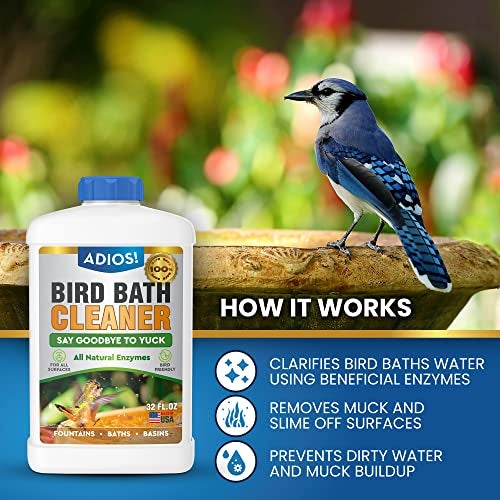 ADIOS! Bird Bath Cleaner for Outdoor Fountains and Bowls, Safely Cleans Metal, Glass and Stone (8oz) - Image 2