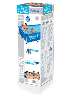Bestway 56403-Steel Pro Rectangular Frame Above Ground Swimming Pool 2.59mx1.70mx61cm, 2300L  - Image 3