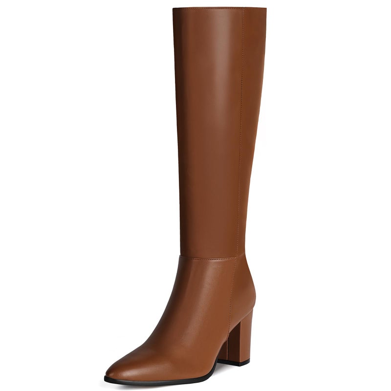 Vipost 3.35-inch Pointed Toe Knee High Boots for Women, Chunky Block Heel Tall Boots for Women with Side Zipper, Long Fall Winter Boot 2025 - Image 1