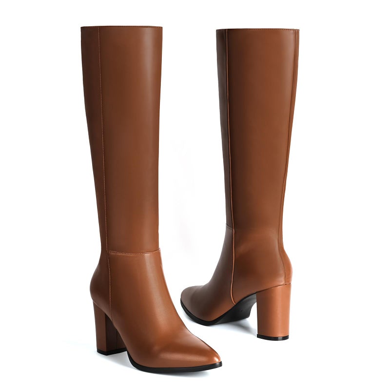 Vipost 3.35-inch Pointed Toe Knee High Boots for Women, Chunky Block Heel Tall Boots for Women with Side Zipper, Long Fall Winter Boot 2025 - Image 4