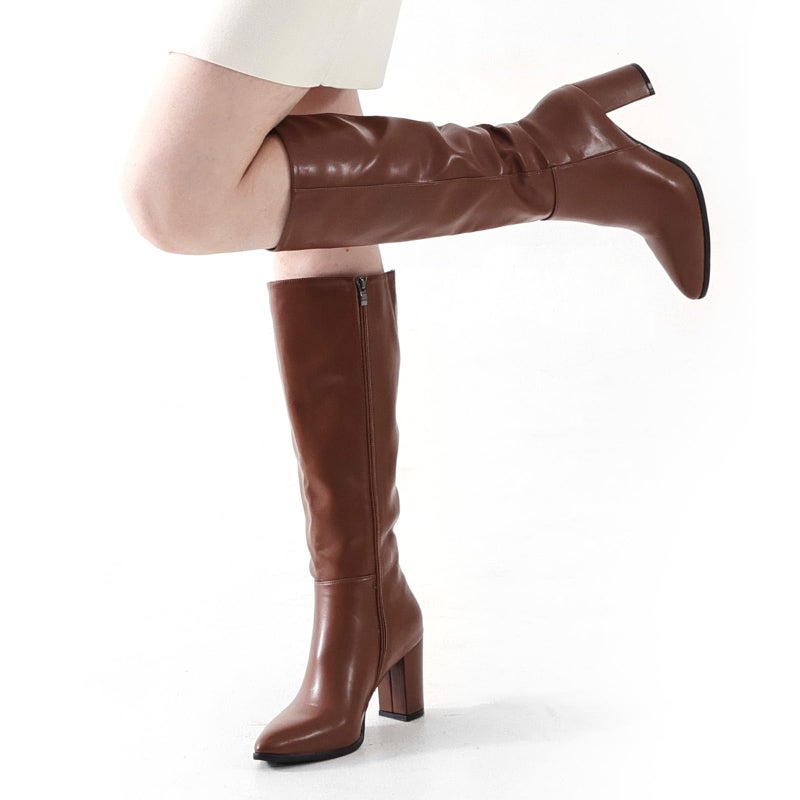 Vipost 3.35-inch Pointed Toe Knee High Boots for Women, Chunky Block Heel Tall Boots for Women with Side Zipper, Long Fall Winter Boot 2025 - Image 2