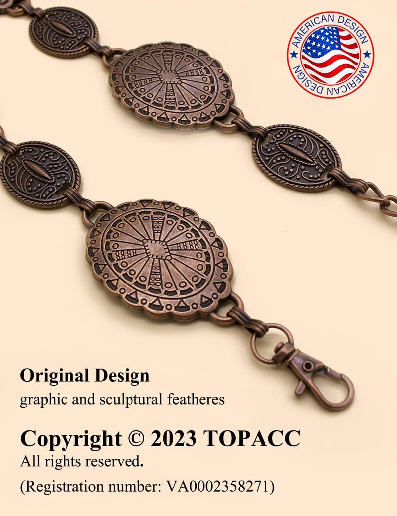 TOPACC Bronze Western Belts for Woman Cowgirl Cowboy Concho Belt for Dresses Jeans Country Concert Outfit - Image 2