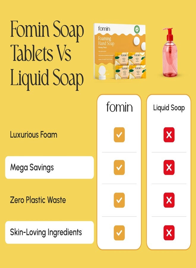 FOMIN Foaming Hand Soap Refills (16 Pack) - Honey Pear Foaming Hand Soap Tablets - Skin Friendly Foam Soap Refill for Hand Wash - Makes 128 fl oz (16 x 8 fl oz) - Image 2