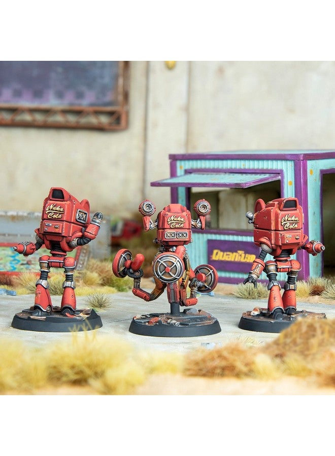 Modiphius Entertainment: Fallout: Wasteland Warfare - Robots: Starlight Theatre Staff -3 Figures, 32mm Unpainted Resin RPG Miniatures, Nuka World Wave - Image 3