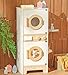 PairPear Wooden Toy Washing Machine Playset Kids Washer Dryer Laundry Playset with Iron Toddler Pretend Kitchen Spinning Bead Drum Toy Gift for Age 3 - Image 2