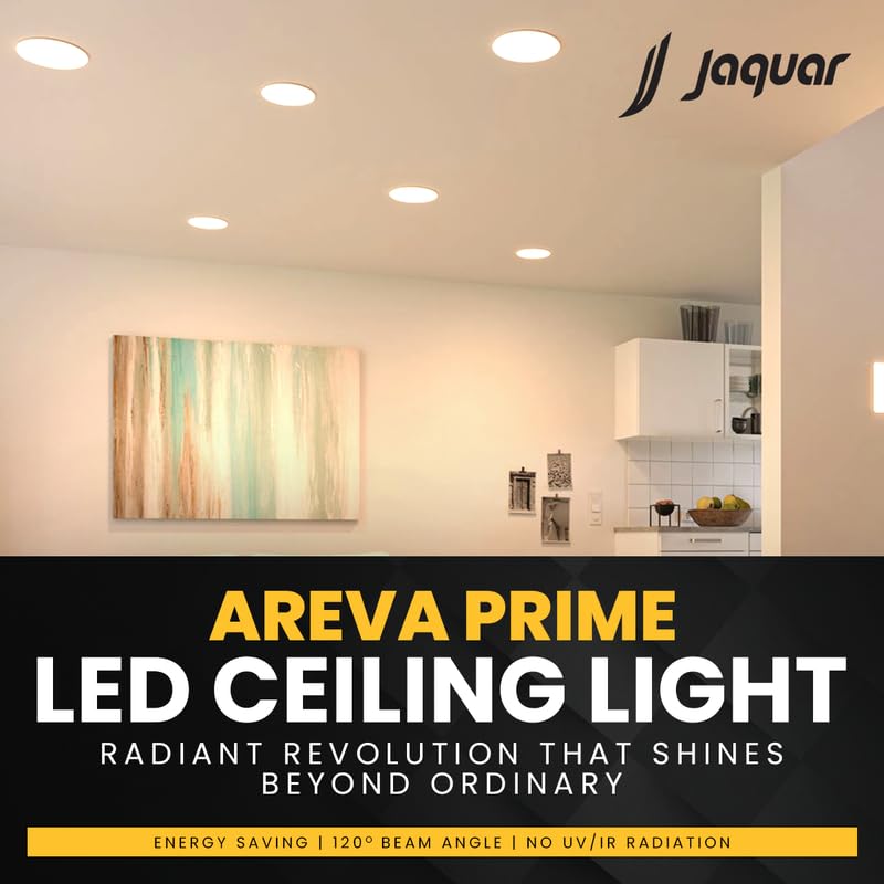 Jaquar 6W Areva Prime Round Downlight with Aluminum housing | 5 Year Warranty | Warm White (3000 k) Sleek Backlit Design | Recessed Mounted False Ceiling | 80 mm Cutout |90x28 mm (Pack 1) - Image 2