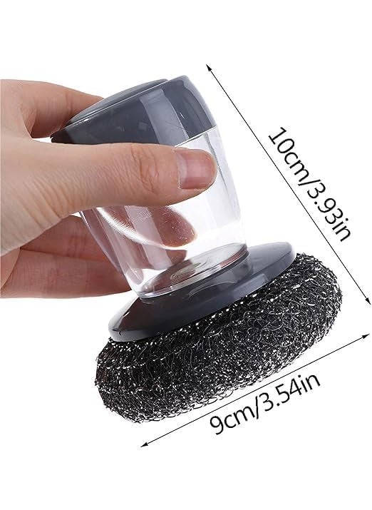 KARIHA KARIHA Automatic Liquid Tank Kitchen Utensils Sink Cleaning Brush Scrubber Dish Bowl Washing Brush with Soap Dispenser Sponge with Kitchen Pot Cleaner Tool Small Mini MulticolorPack of 1  - Image 2