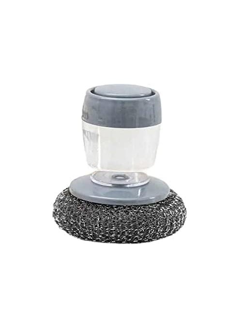KARIHA KARIHA Automatic Liquid Tank Kitchen Utensils Sink Cleaning Brush Scrubber Dish Bowl Washing Brush with Soap Dispenser Sponge with Kitchen Pot Cleaner Tool Small Mini MulticolorPack of 1  - Image 3