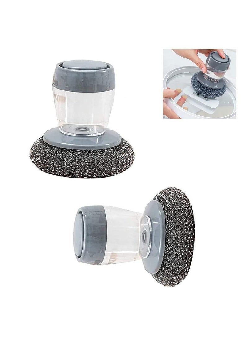 KARIHA KARIHA Automatic Liquid Tank Kitchen Utensils Sink Cleaning Brush Scrubber Dish Bowl Washing Brush with Soap Dispenser Sponge with Kitchen Pot Cleaner Tool Small Mini MulticolorPack of 1  - Image 1
