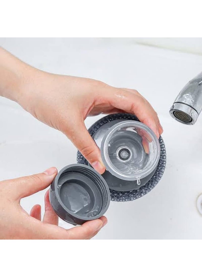 KARIHA KARIHA Automatic Liquid Tank Kitchen Utensils Sink Cleaning Brush Scrubber Dish Bowl Washing Brush with Soap Dispenser Sponge with Kitchen Pot Cleaner Tool Small Mini MulticolorPack of 1  - Image 4