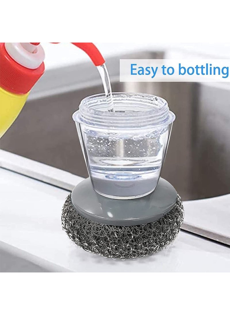 KARIHA KARIHA Automatic Liquid Tank Kitchen Utensils Sink Cleaning Brush Scrubber Dish Bowl Washing Brush with Soap Dispenser Sponge with Kitchen Pot Cleaner Tool Small Mini MulticolorPack of 1  - Image 5