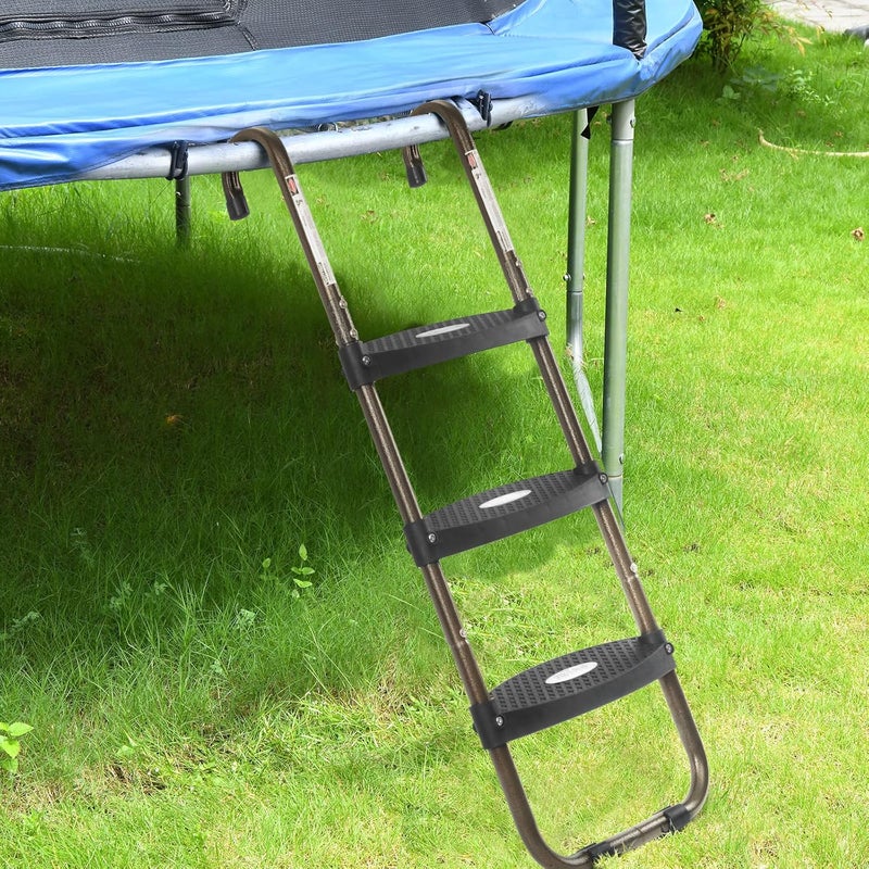 HBTower Trampoline Ladder, 3-Step Trampoline Steps with Horizontal Wide Steps, Skid-Proof Steps Universal Hook, UV Treated Steel, 220Lbs Capacity Trampoline Stairs Accessories for Kids/Children - Image 5