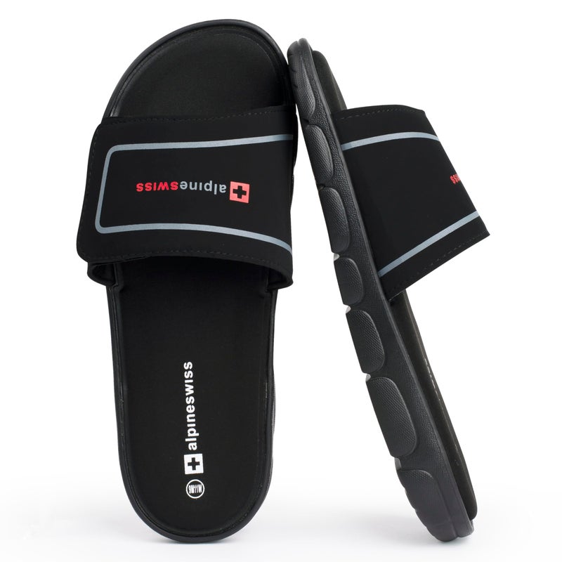 Alpine Swiss Gabe Men's Cloud Slide Sandals | Ultra-Comfortable Shock-Absorbing Foam Insole with Arch Support | Adjustable Strap Waterproof Anti-Slip Traction | Great for Recovery Gym Shoes 12 - Image 3