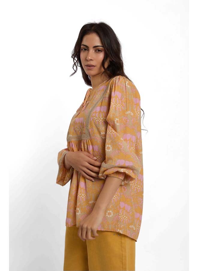 DALYDRESS Fancy Long Sleeve Printed Blouse With Tape - Image 2