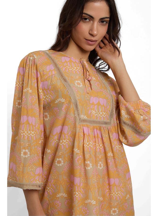 DALYDRESS Fancy Long Sleeve Printed Blouse With Tape - Image 4