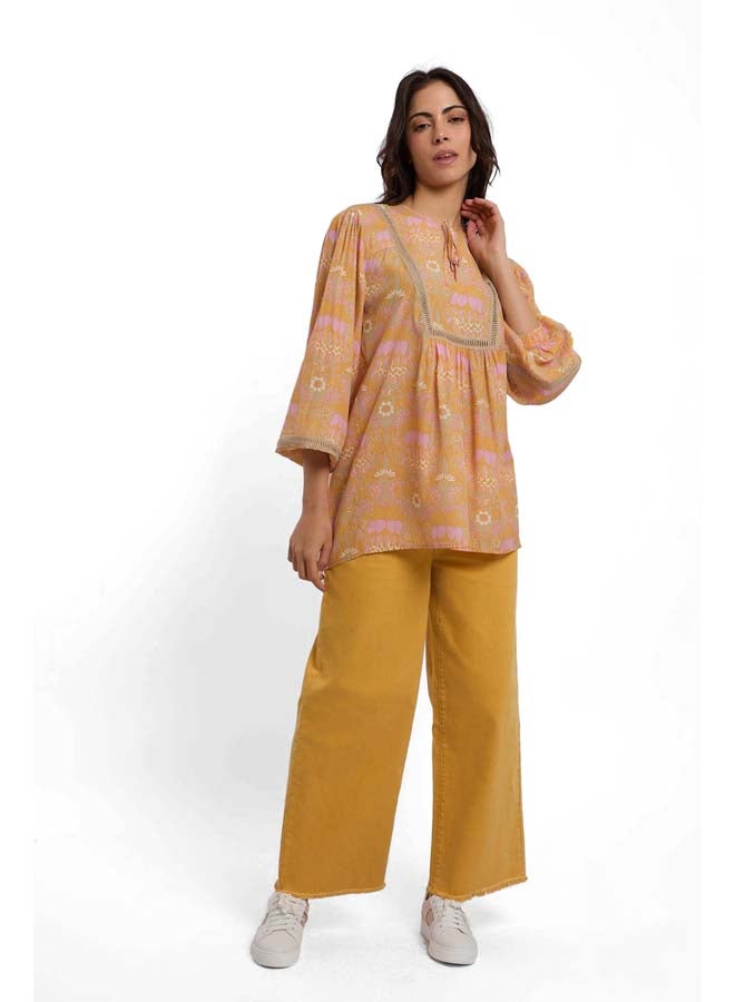 DALYDRESS Fancy Long Sleeve Printed Blouse With Tape - Image 5