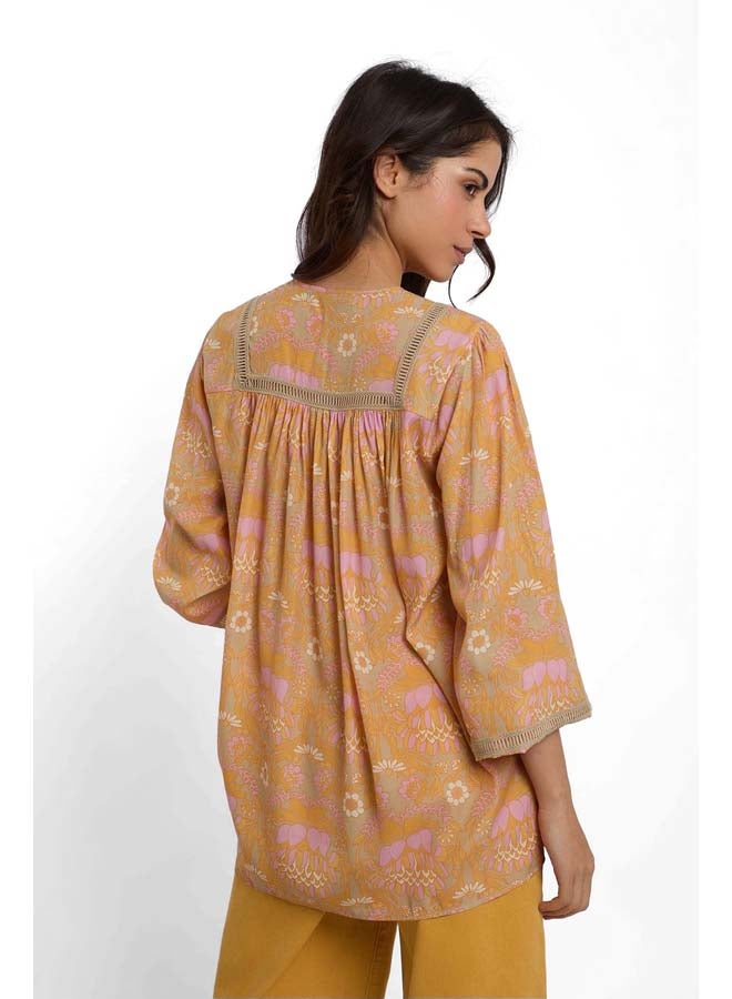 DALYDRESS Fancy Long Sleeve Printed Blouse With Tape - Image 3