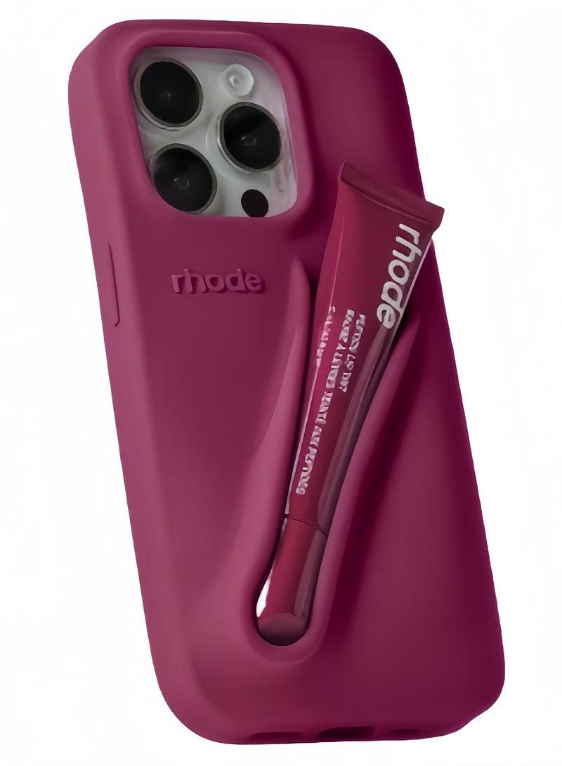 rhode Silicone Lip Holder for Cell Phone, Lip Gloss Adhesive Sleeve for Phone, Lip Holder Stick-on Phone Case, Back Stick On Holder for iPhone Phones（Raspberry Jelly） - Image 1