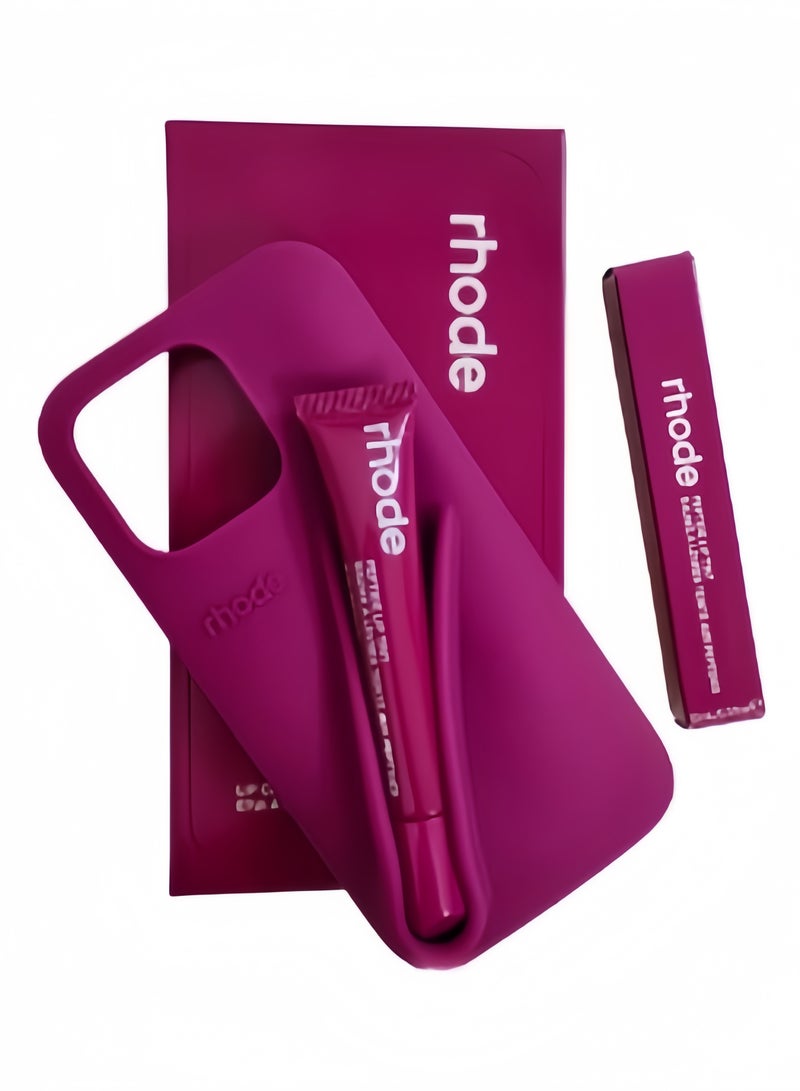rhode Silicone Lip Holder for Cell Phone, Lip Gloss Adhesive Sleeve for Phone, Lip Holder Stick-on Phone Case, Back Stick On Holder for iPhone Phones（Raspberry Jelly） - Image 2