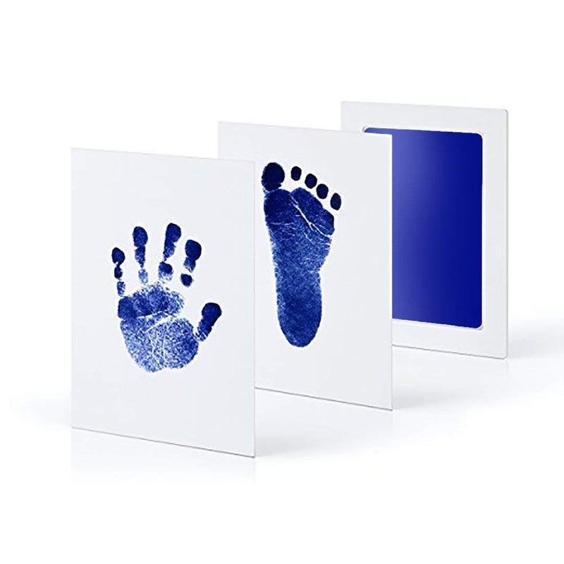 Grab Classy Safe Inkless Baby Handprint And Baby Footprint Ink Pad With Imprint Cards 100% Non-Toxic & Mess Free Safe For Newborn Baby And Toddlers (Dark Blue, 0-6 Months), 1 Count - Image 1