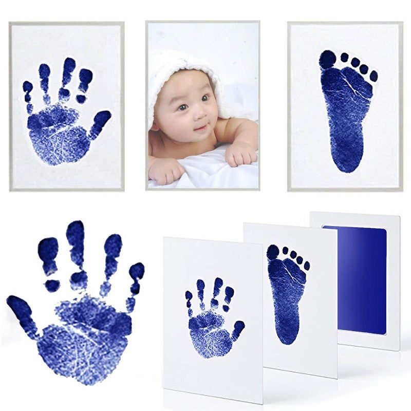 Grab Classy Safe Inkless Baby Handprint And Baby Footprint Ink Pad With Imprint Cards 100% Non-Toxic & Mess Free Safe For Newborn Baby And Toddlers (Dark Blue, 0-6 Months), 1 Count - Image 5