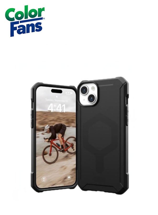 Color Fans Apple iPhone 15 Plus Case Essential Armor Built-in Magnet Compatible with Magnet Charging Rugged Protective Cover - Black - Image 1