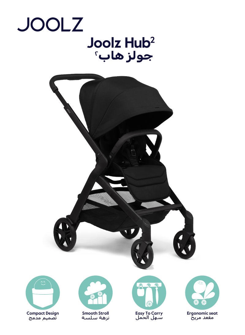 JOOLZ Hub² Compact Stroller | Lightweight, Urban-Friendly, One-Hand Fold, Reversible & Reclining Seat, All-Season Comfort, UPF 50+ Canopy, Smooth 4-Wheel Suspension, Black - Image 1