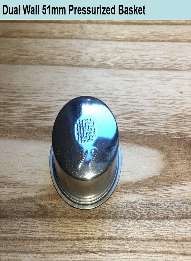 Joytata 51mm Pressurized Filter Basket Stainless Steel Dual Wall Portafilter Basket Double Wall Espresso Basket Double Filter Basket Replacement Fits Delonghi Breville Mr Coffee Espresso Machine-2 Cup - Image 2