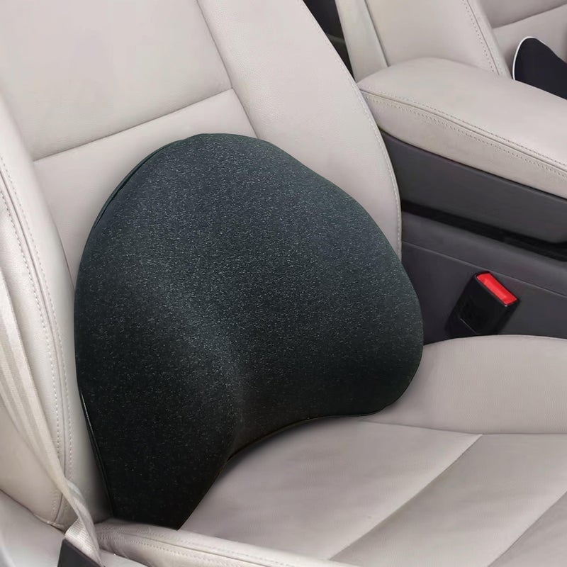 SPRFUFLY Super Snug Lumbar Support Pillow for Car, 100% Memory Foam Lumbar Pillow with Breathable Removable Cover, Ergonomic Design - Back Pillow Lumbar Support Pillow for Car Seat/Back Pain Relief(Black, Sam) - Image 1