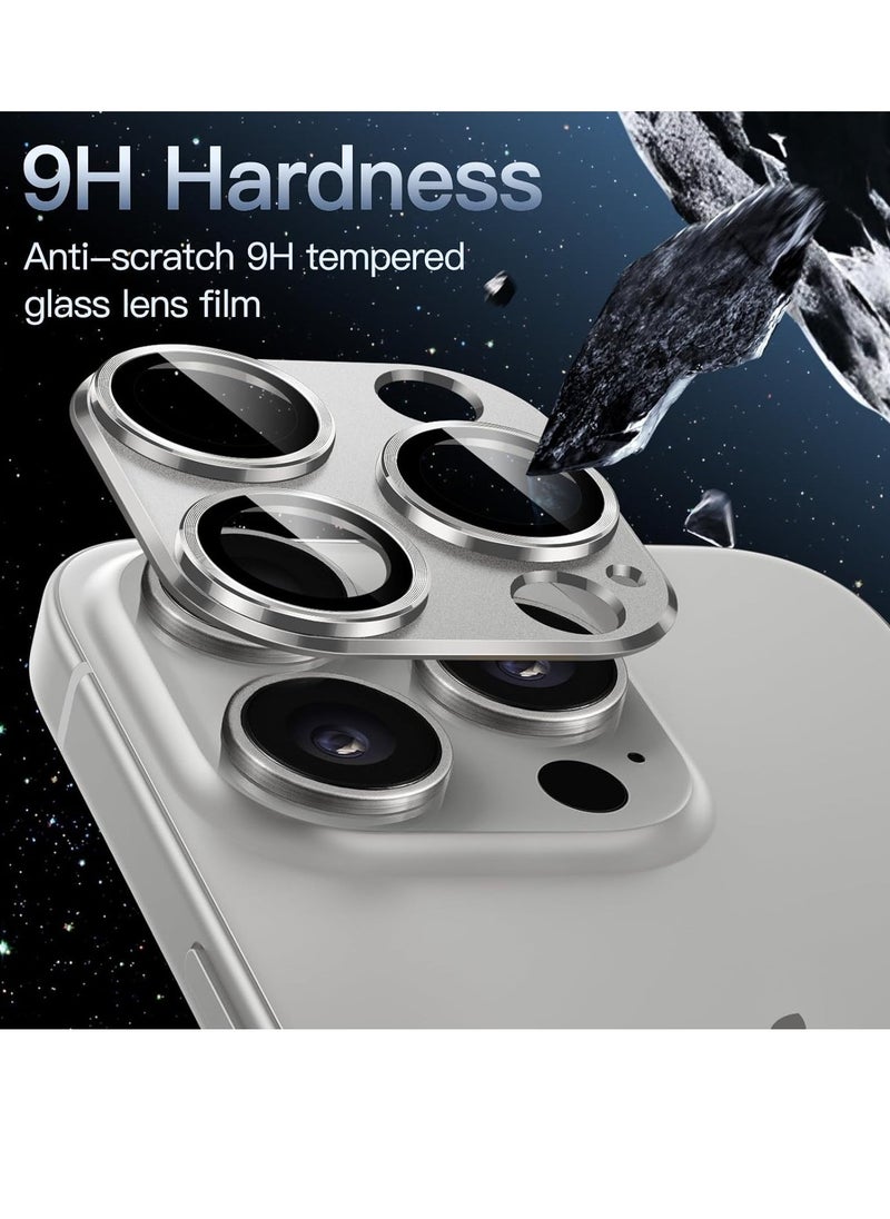 Raxoom Camera Lens Protector for iPhone 15 Pro 6.1-Inch and iPhone 15 Pro Max 6.7-Inch, Full Coverage 9H Tempered Glass Ring Cover, Matte Metal Plate, Case Friendly, 1-Pack (White) - Image 3