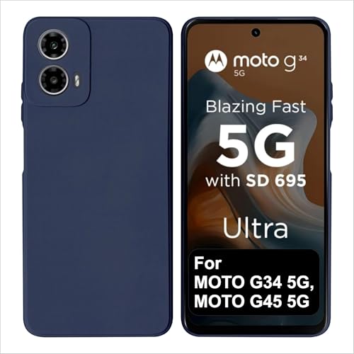 SBMS Silicone Back Cover Case for Motorola Moto G34 5G / Moto G45 5G | Soft Micro-Fibre Lining Inside | Camera Protection Bump | Shockproof Back Cover Case for Moto G34/G45 5G (Blue) - Image 1