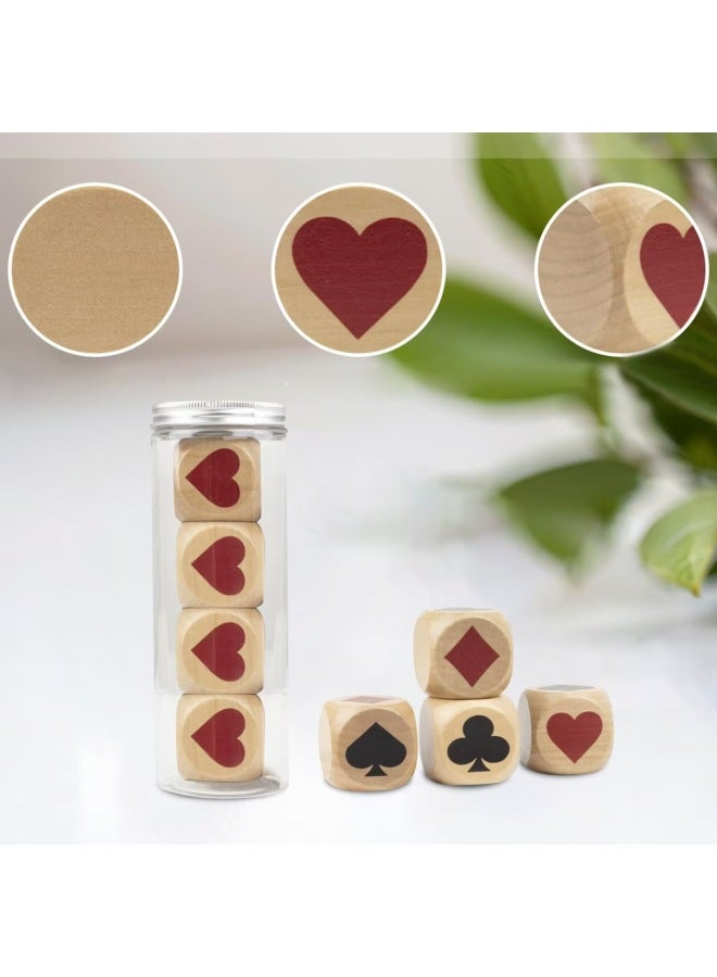 Cross-Border In-Stock Valentine's Day Food Decision Dice 4cm Wooden Dice Lotus Wood Painted Blank Printed Poker Dice 