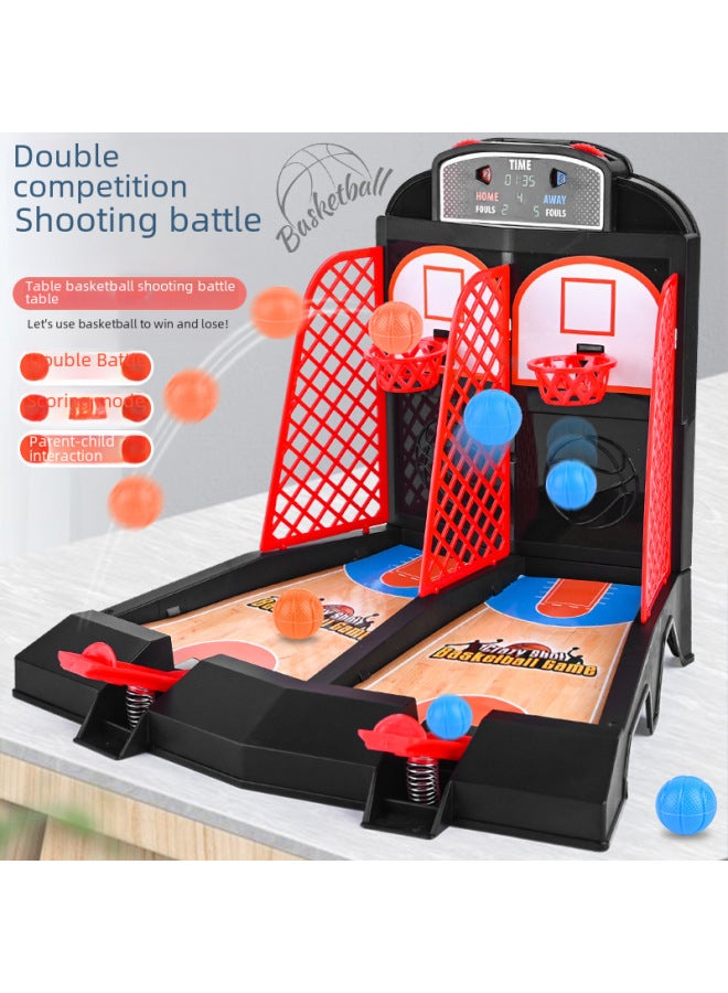 Children's Double Finger Catapult Basketball Court Desktop Shooting Machine Battle Game Parent-child Interaction Boy Creative Toys-Color:Desktop Shooting Machine [10 Balls]] - Image 2