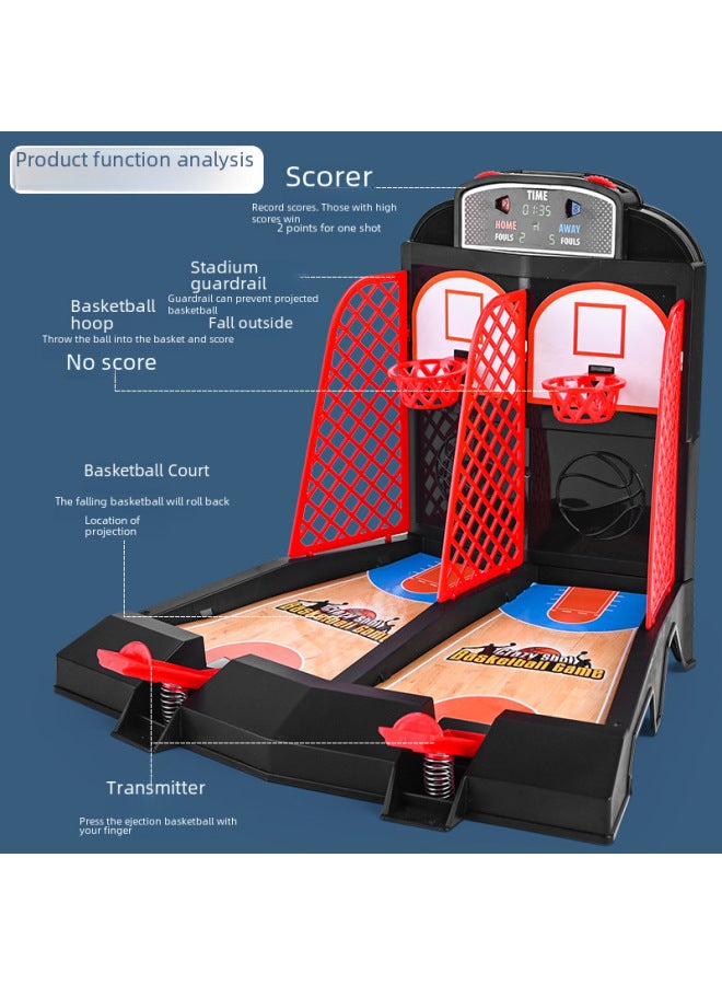 Children's Double Finger Catapult Basketball Court Desktop Shooting Machine Battle Game Parent-child Interaction Boy Creative Toys-Color:Desktop Shooting Machine [10 Balls]] - Image 5