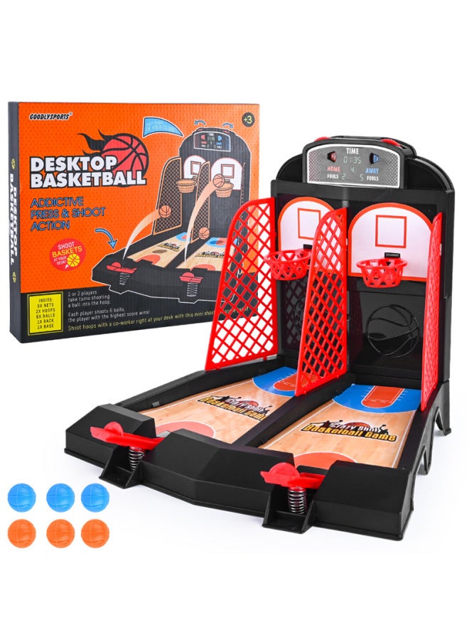 Children's Double Finger Catapult Basketball Court Desktop Shooting Machine Battle Game Parent-child Interaction Boy Creative Toys-Color:Desktop Shooting Machine [10 Balls]] - Image 1