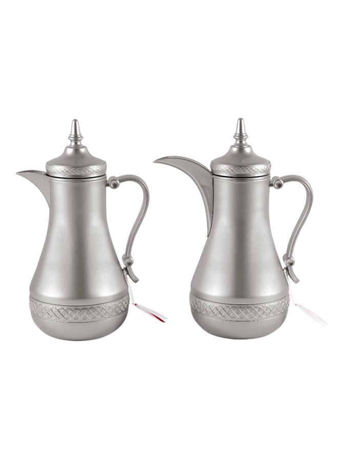 REEM 2-Piece Stainless Steel Tea/Coffee Dallah & Flask Set 1.0+1.0 Liters Silver - Image 2